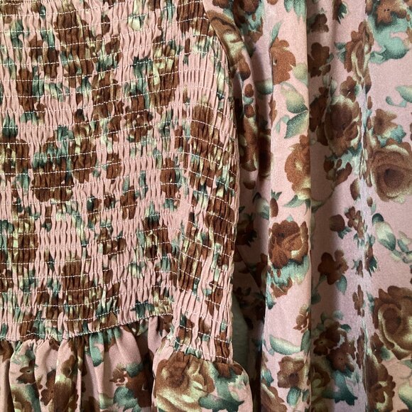 PinkBlush Mauve Rose Smocked Velvet Bow Tie Maternity Midi Dress, Size M - Picture 3 of 5